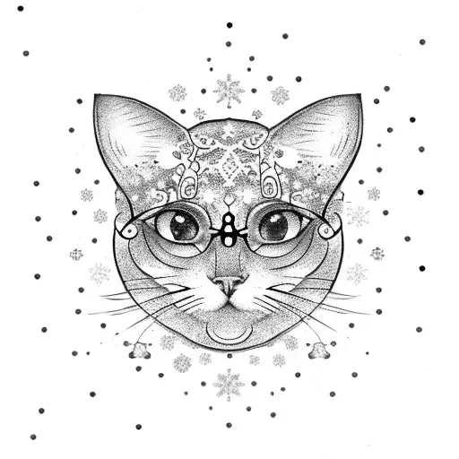 A Circuit Board Shaped Like A Cat With Snowflakes Falling Around It