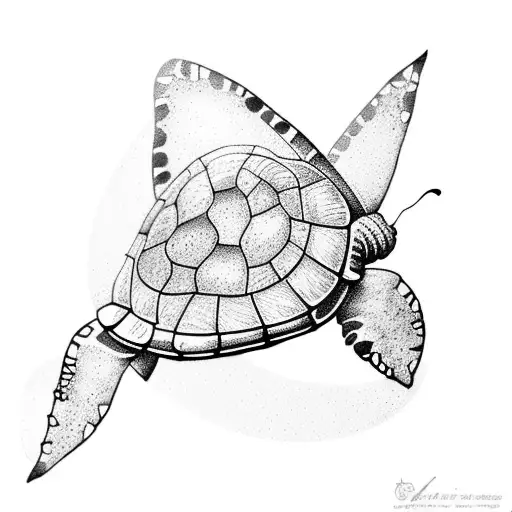 Beach With Butterfly And Sea Turtle