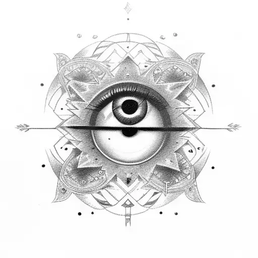 Evil Eye With Clock And Angels