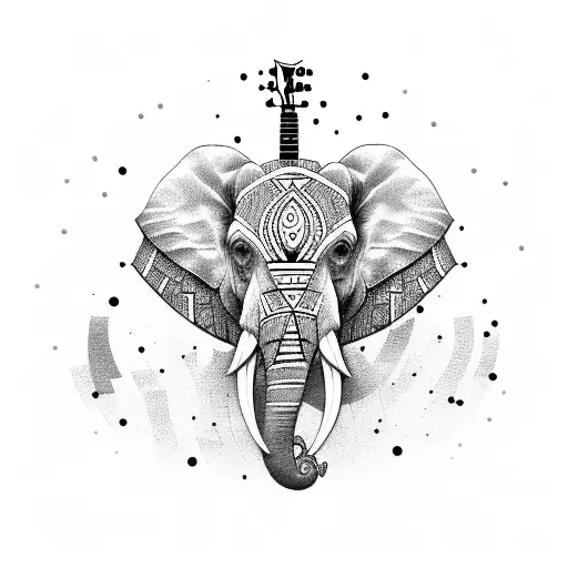 A Tribal-inspired Elephant Playing A Guitar