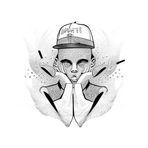 Hip Hop Dancer Surrounded By Colorful Graffiti