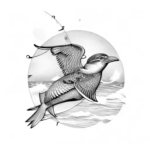 Sea Bird Caught In Fishing Net