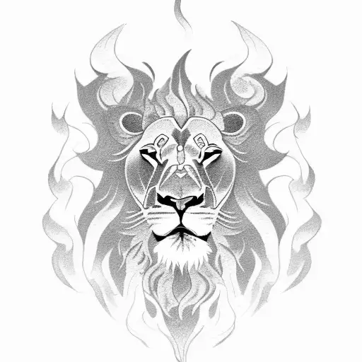 Lion With Flames As Mane