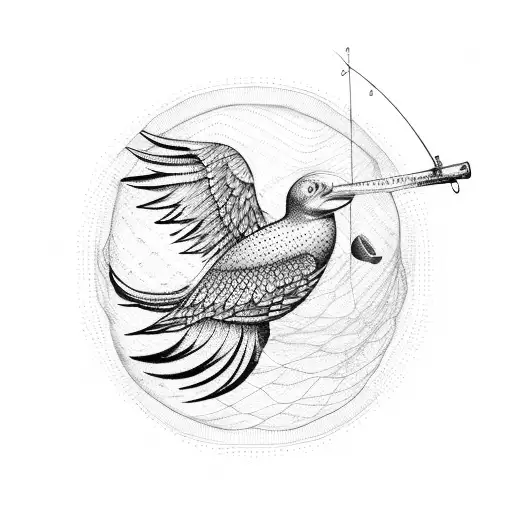 Sea Bird With Fishing Net