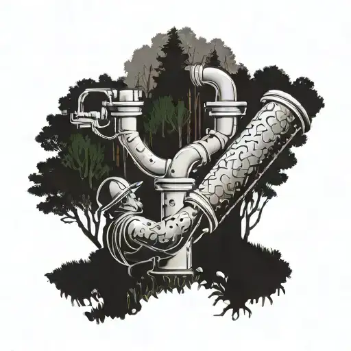 A Plumber Fixing A Broken Pipe In A Mystical Forest Setting