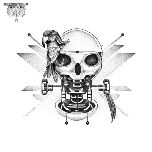 A Technological Pirate With A Robotic Parrot On His Shoulder