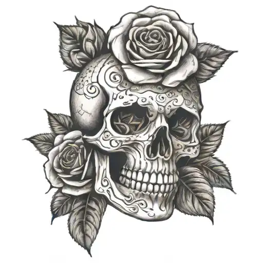 Roses Skull Mysterious
