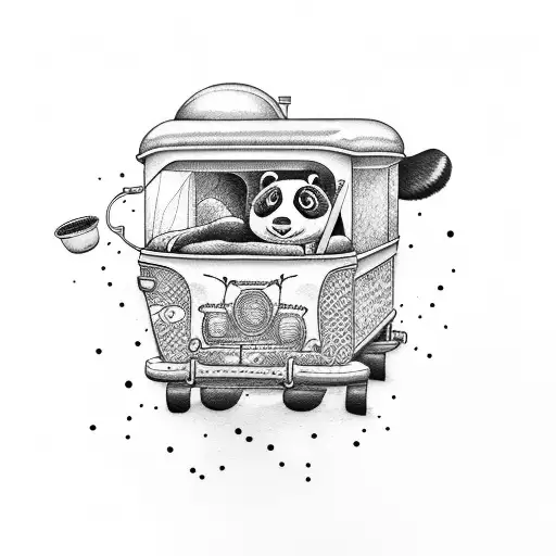 A Panda Driving A Coffee Truck