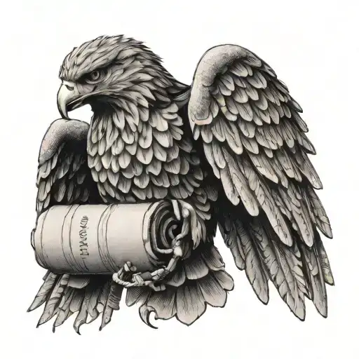 A Roman Eagle Clutching A Scroll With The Names Of The Manager's Daughters