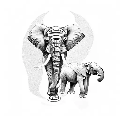 Abstract Minimalist Tattoo Turning Into African Elephant Shape