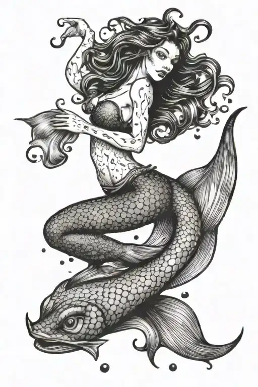 Mermaid Swimming Upstream