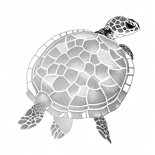 2 Large Turtles With 4 Little Turtles