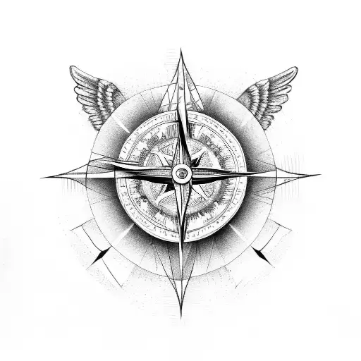 Angel With Compass And Two Tombs