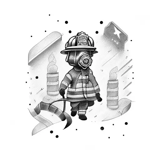 Cute Firefighter Simple Illustration