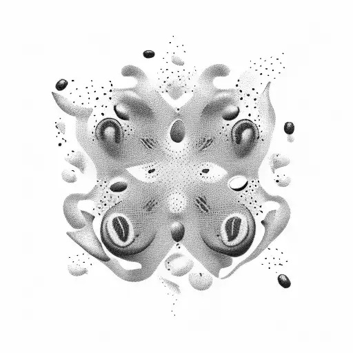 An Abstract Design Of Coffee Beans In Various Sizes And Shapes