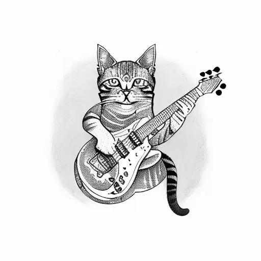 A Cat Playing An Electric Guitar With A Stoner Rock Vibe