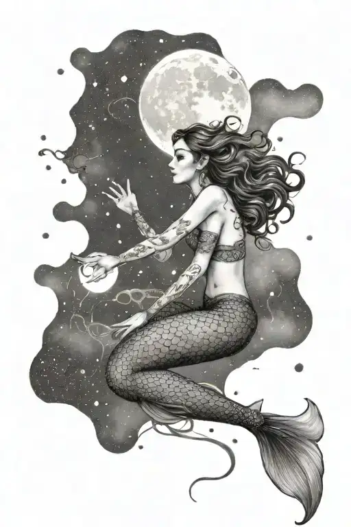 A Mermaid Try To Touch The Moon