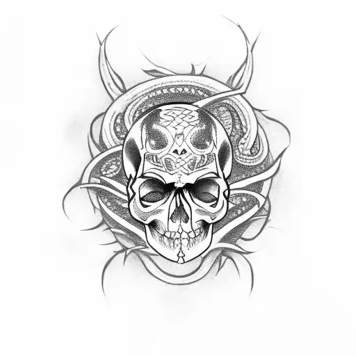 Skull With Snakes And Graves