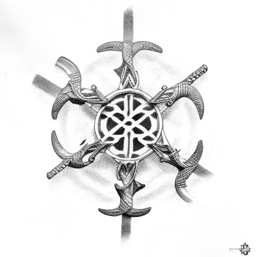 Cross Made Of Fish Hooks