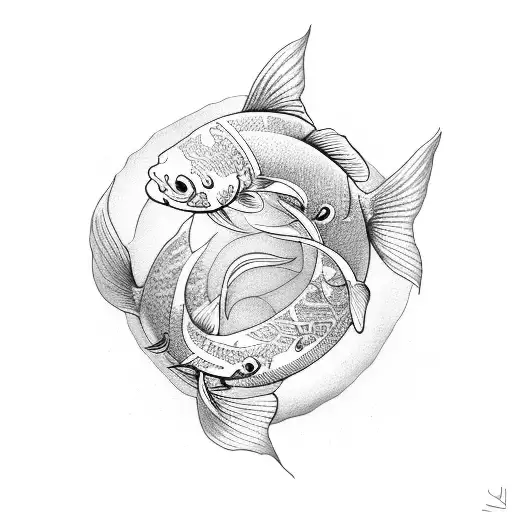 Trident And Koi Fish