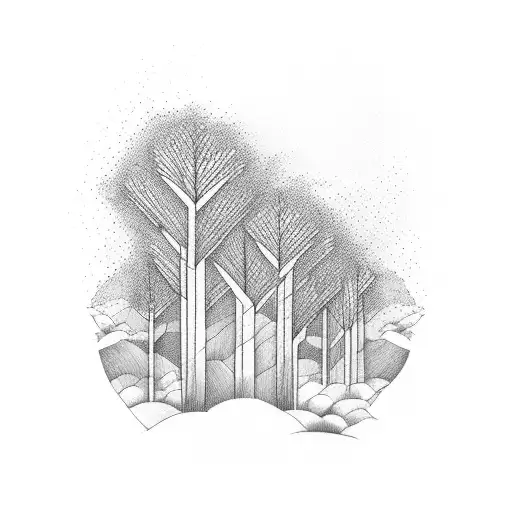 Trees On A Line Of Water