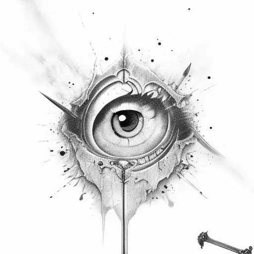 Blood-stained Eye With Sword Coming In And Out At The End Of The Sword There Must Be Drops Of Blood