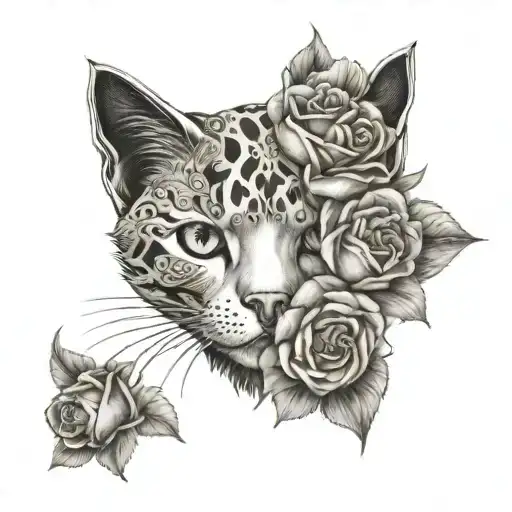 Cat And Roses Wrapped