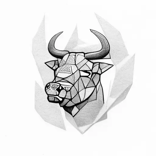 Bull Head Geometric Simplistic Minimalist Tribal