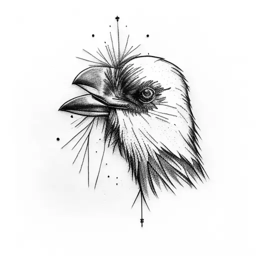 Raven With Lines Of A Tree