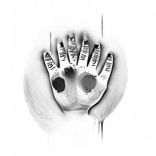 Hand Print With Roman Numbers Date Of Birth