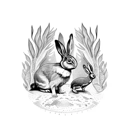 Rabbit And A Pheasant In A Forest