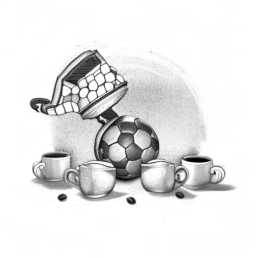 A Soccer Field With Coffee Mugs As The Goalposts