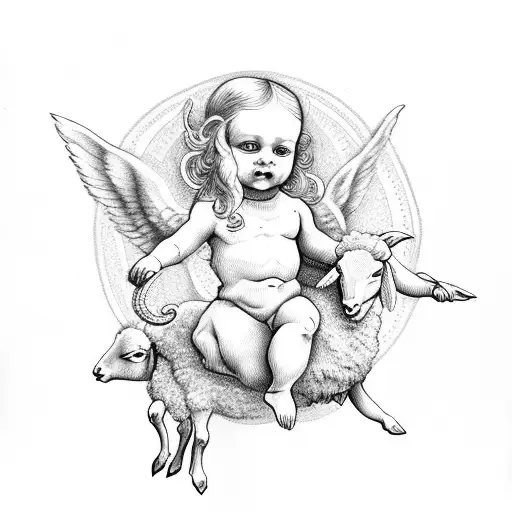 Cherub Riding A Lamb