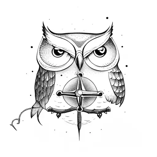 Fishermans Boat Mix With Owl For Sleeve