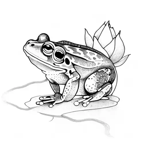 A Mystical Frog Meditating In A Lotus Position With A Mace Beside It