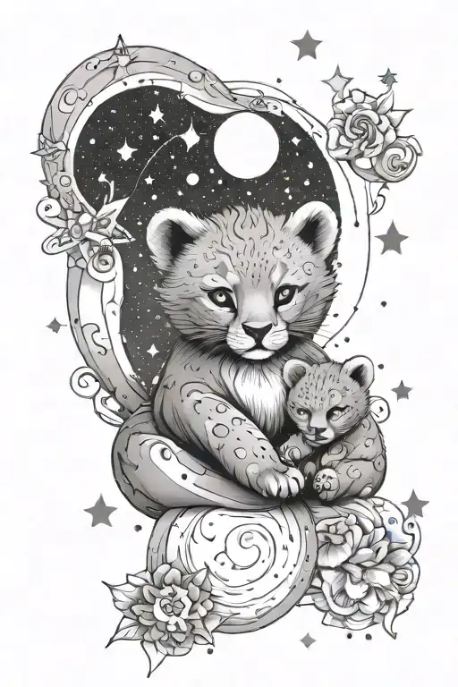 Moon And Stars Baby Cub Surrounded