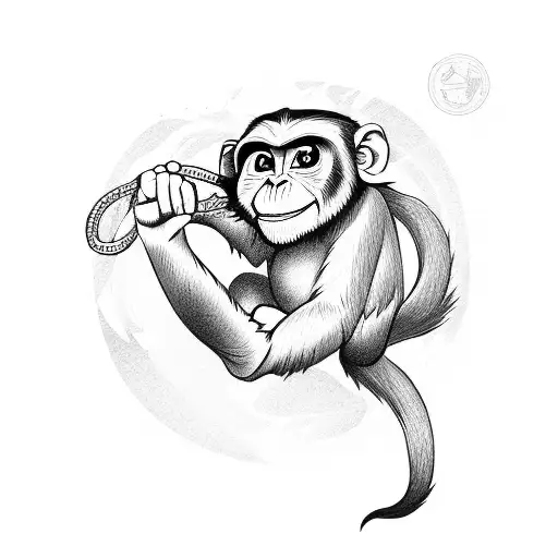 Silly Looking Monkey On A Karate Kimono Fighting