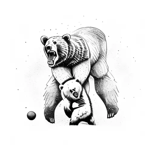 A Football Player Tackling A Bear In A Fierce Battle