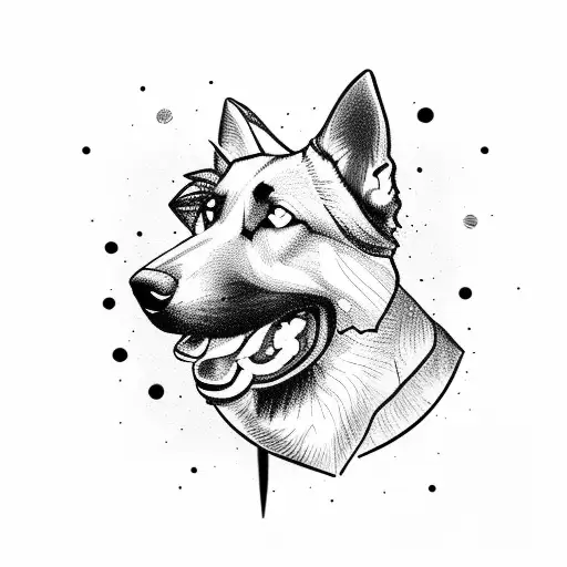 German Shepard Silhouette In A Hiking Trail Setting