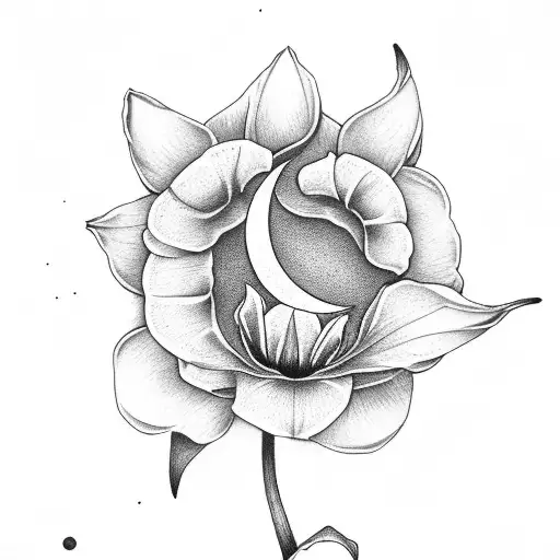 Fine Line Single Stem Tulip With A Crescent Moon