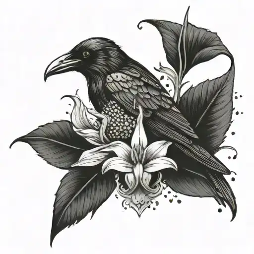 Raven Skull With Lily