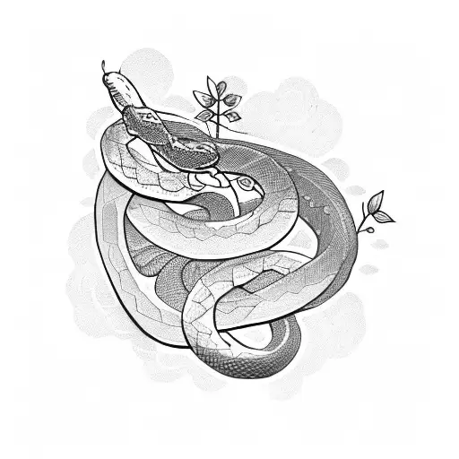 Snake With Ranks And Little Flowers