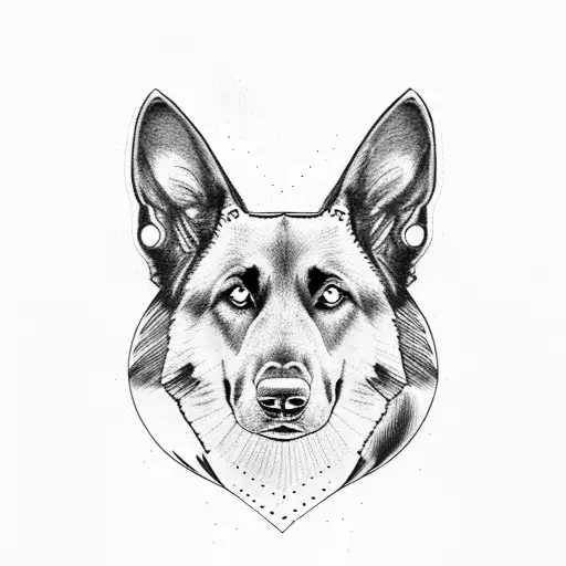 Black German Shepherd With Mountains