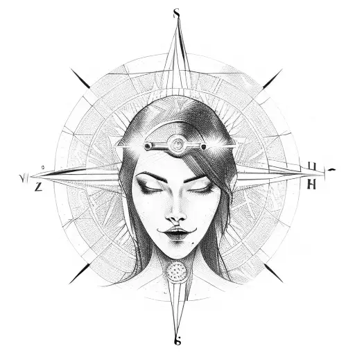 Glowing Woman With Compass In Hand
