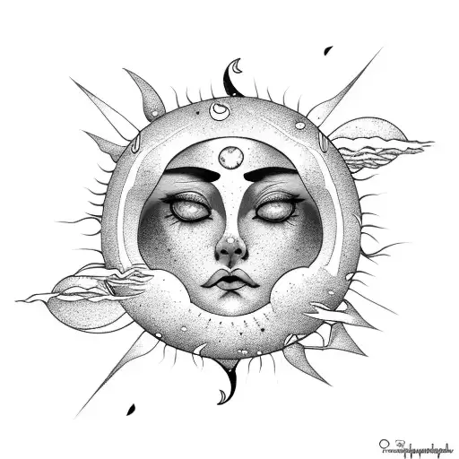 Moon And Sun With Sad Face
