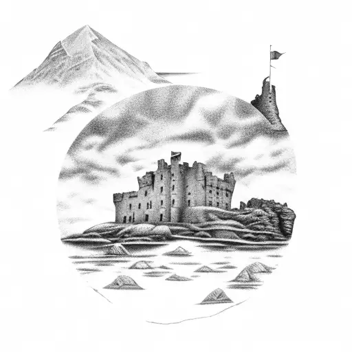 Scottish Castle Ruins On A Cliff Above The Sea