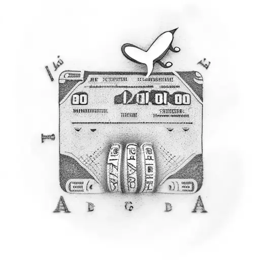 A Tattoo Design Of A Betting Ticket With Music Notes And A Beach Scene In The Background