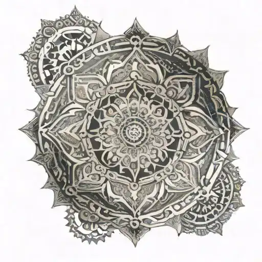 An Intricate Mandala Incorporating Symbols Of Different Cultures And Festivals