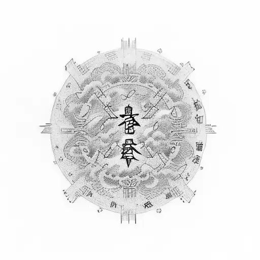 A Tattoo Of The Client's Birthdate Written In A Unique Chinese Calligraphy Style