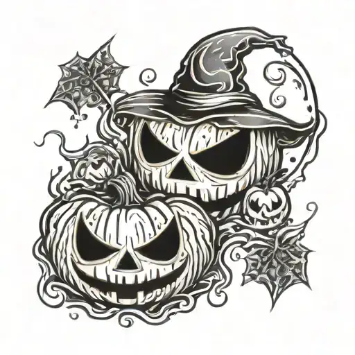 Halloween Ghosts And Jack O Lantern